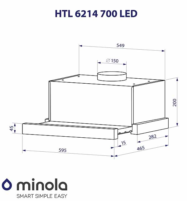 Фото - Витяжка вбудована Minola HTL 6214 BLF 700 LED