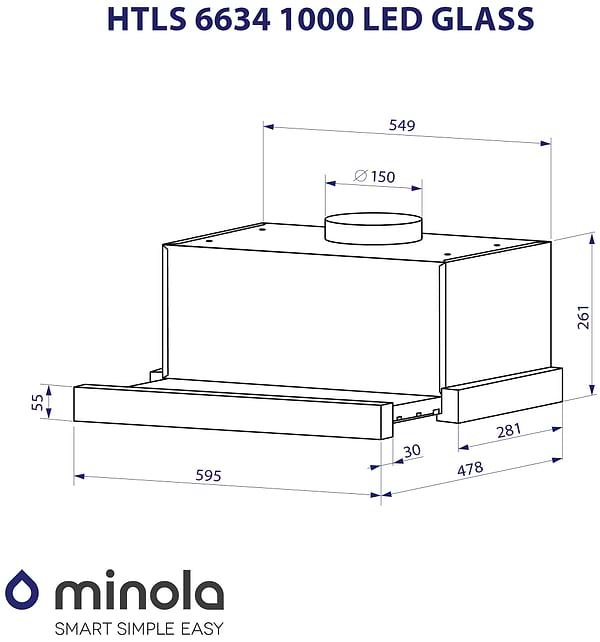 Фото - Витяжка вбудована Minola HTLS 6634 BLF 1000 LED GLASS