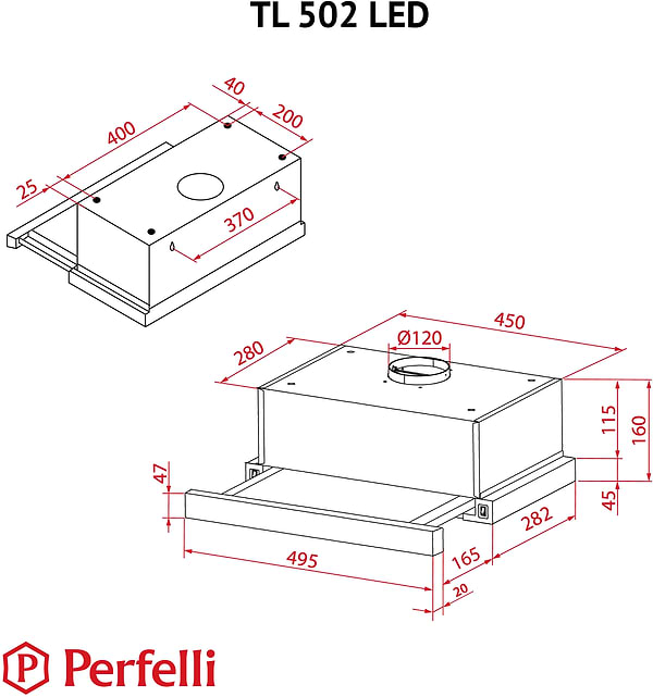 Фото - Витяжка вбудована Perfelli TL 502 BL LED