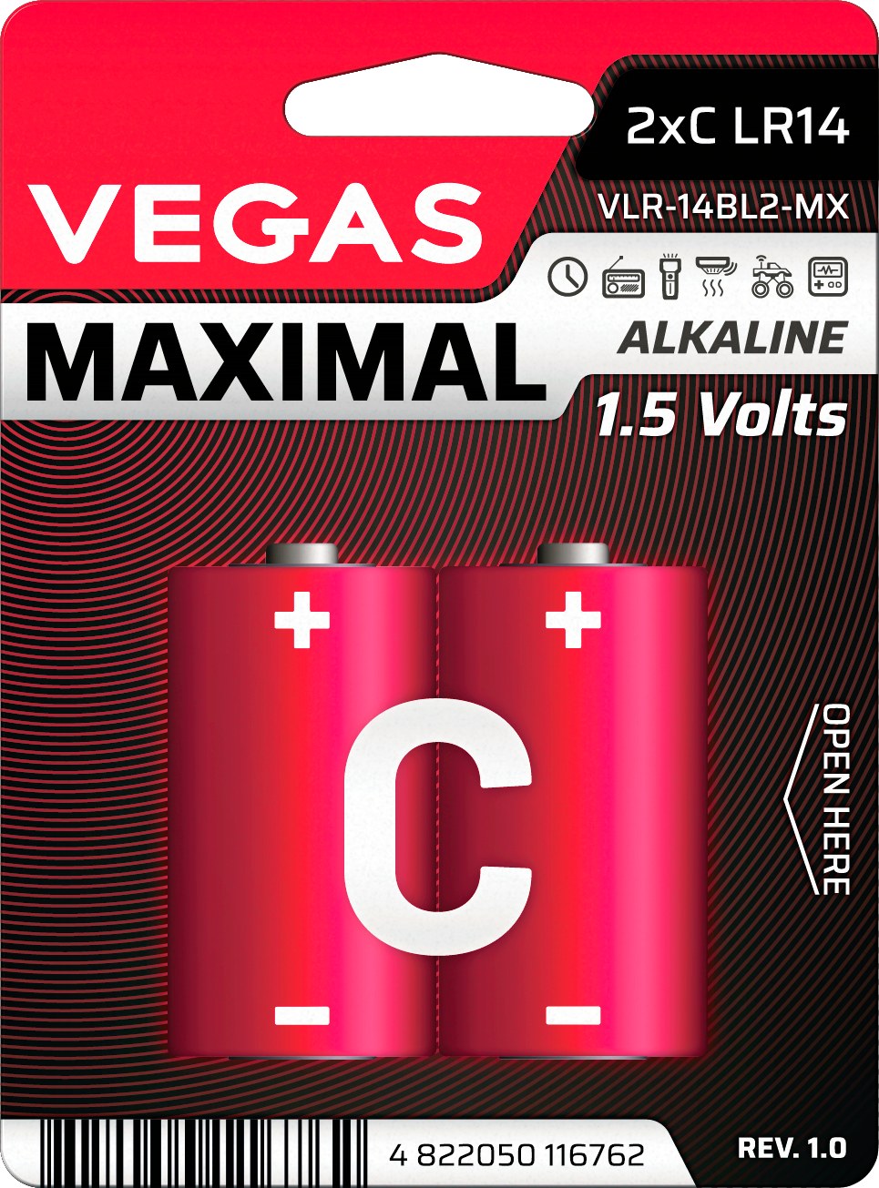 Фото - Батарейка тип C (LR-14) Vegas Maximal VLR-14BL2-MX