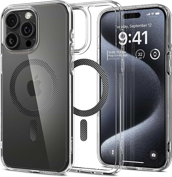 Фото - Чохол для смартфону Spigen for Apple iPhone 15 Pro Ultra Hybrid MagFit, Carbon Fiber (ACS06717)
