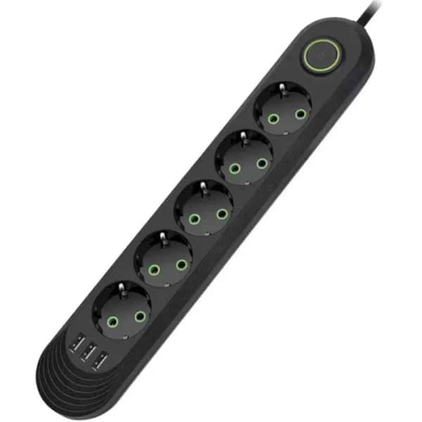 Сетевой фильтр Voltronic F05U 5 розеток EU + 3 USB 1.5 м Black