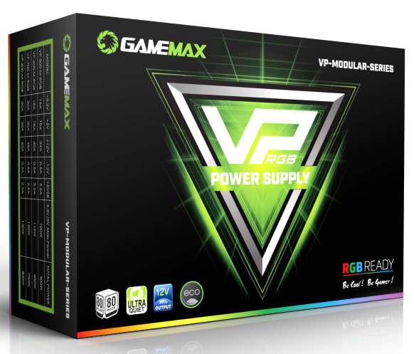 Фото - Блок питания для ПК Gamemax ATX 600W,RGB,APFC, 12см вент,80+ (VP-600-M-RGB)