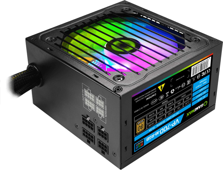 Блок живлення для ПК Gamemax ATX 700W,RGB,modular, APFC, 12см,80+ (VP-700-M-RGB) - Фото 1