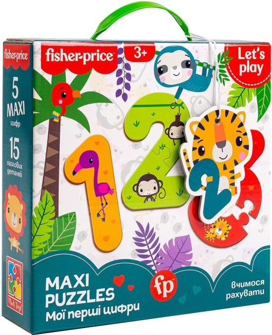 Пазли картонні (3-4 роки) Vladi Toys Maxi Fisher-Price. Мої перші цифри, укр. (VT1711-07) - Фото 1