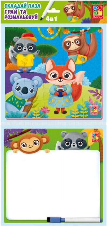 Настільна гра розважальна (3-4 роки) Vladi Toys "Набір 4в1. Звірятка"  (укр) (VT2002-03) - Фото 1