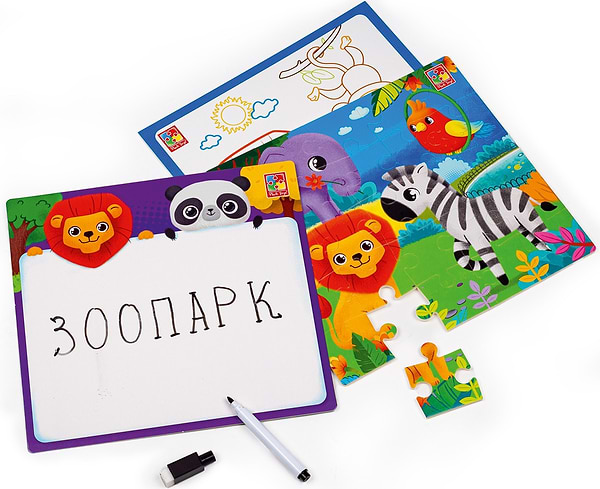 Фото - Настольная игра (3-4 года) Vladi Toys "Набор 4в1. Зоопарк" (укр) (VT2002-02)