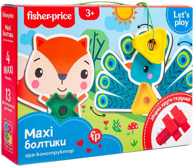 Настільна гра розвиваюча (3-4 роки) Vladi Toys "Fisher-Price. Maxi-болтики" (укр) (VT2905-23) - Фото 1