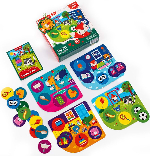 Фото - Настільна гра класична (3-4 роки) Vladi Toys "Fisher Price. Лото. Мій день" коробці (укр) (VT2910-02)