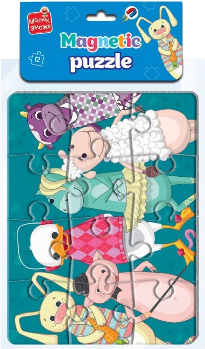 Пазли магнітні (до 2 років) Vladi Toys "Звірята" (укр) (VT3301-01) - Фото 1