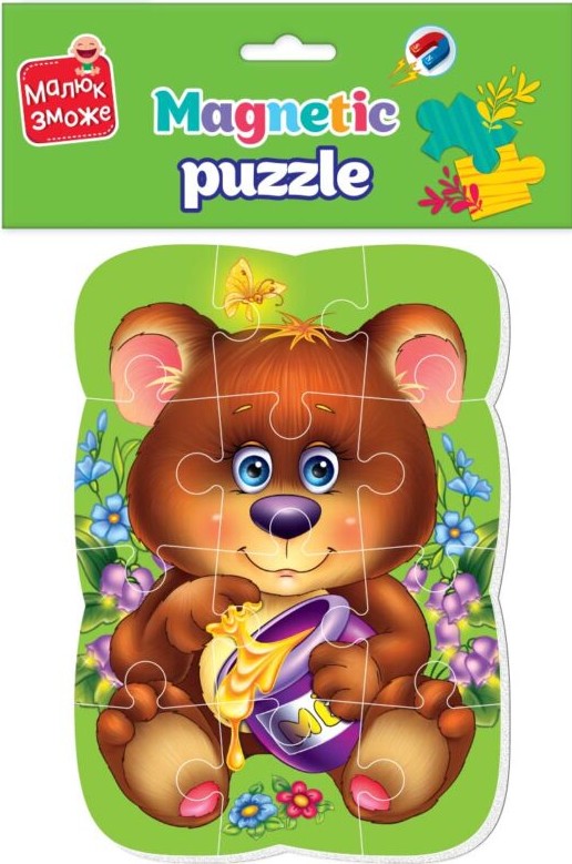 Пазли магнітні (до 2 років) Vladi Toys "Ведмежа" (укр) (VT3301-04) - Фото 1