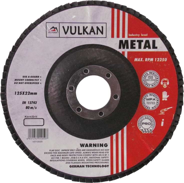 Круг шліфувальний Vulkan 125х22 Р-40 INOX (15402)