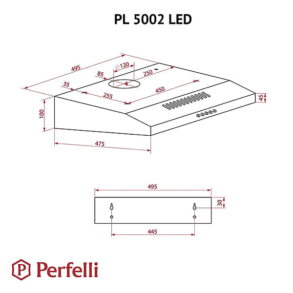 Фото - Витяжка традиційна Perfelli PL 5002 I LED