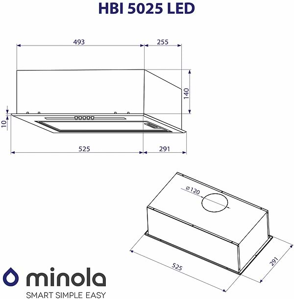 Фото - Витяжка вбудована Minola HBI 5025 WH LED