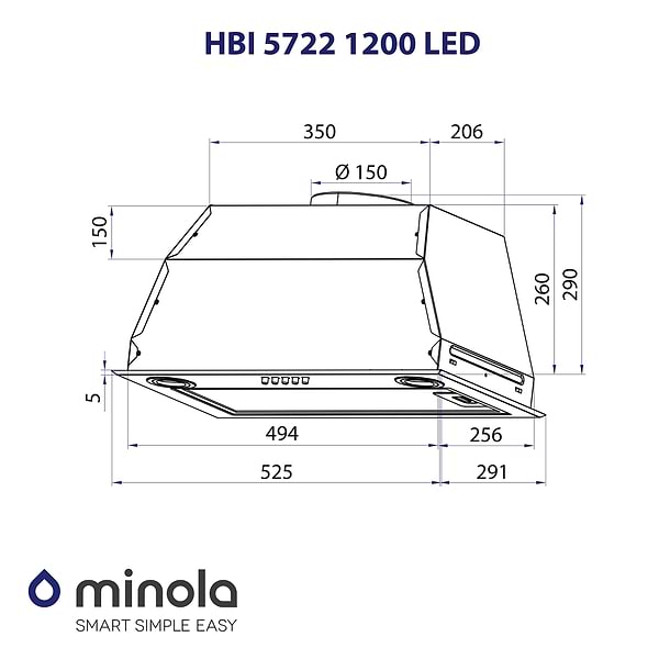 Фото - Витяжка вбудована Minola HBI 5722 WH 1200 LED
