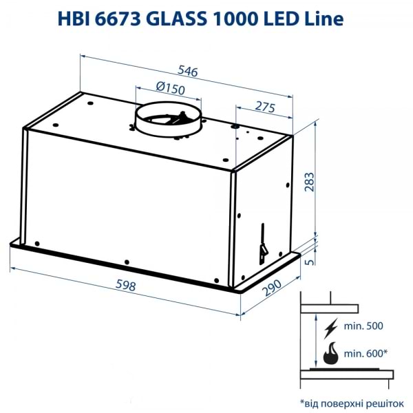 Фото - Витяжка вбудована Minola HBI 6673 WH GLASS 1000 LED Line