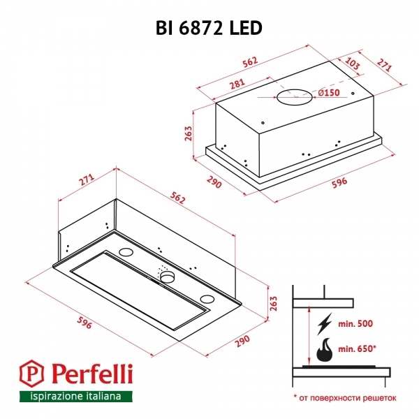 Фото - Витяжка вбудована Perfelli BI 6872 WH LED