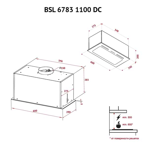 Фото - Витяжка вбудована Perfelli BSL 6783 GR 1100 DC