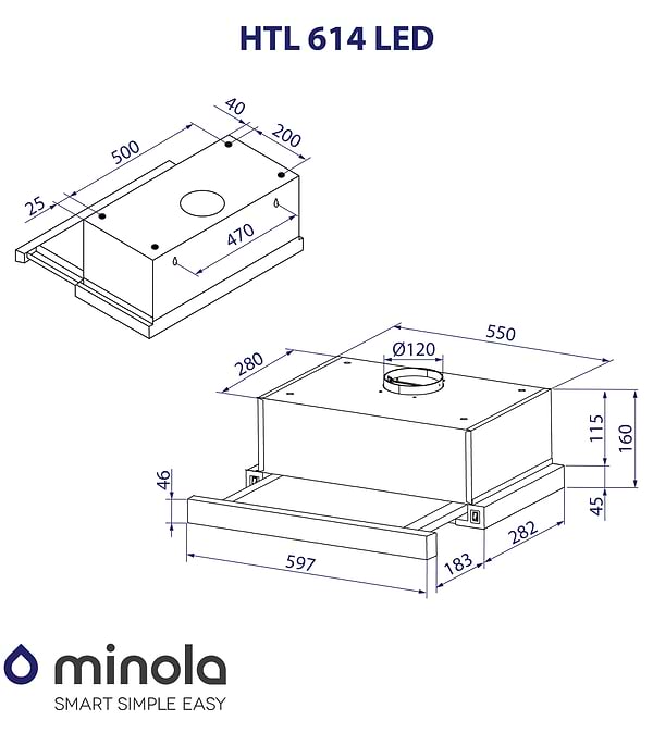 Фото - Вытяжка встраиваемая Minola HTL 614 I LED