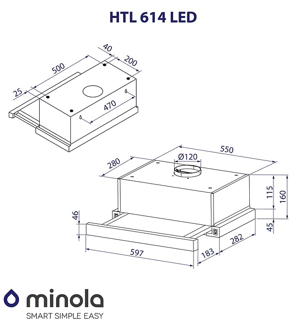 Фото - Витяжка вбудована Minola HTL 614 WH LED