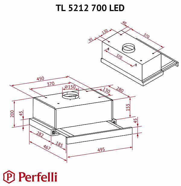 Фото - Витяжка вбудована Perfelli TL 5212 I 700 LED