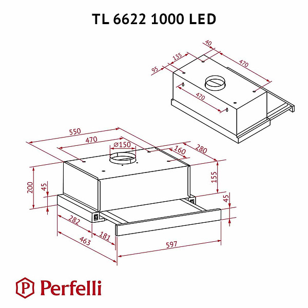 Фото - Витяжка вбудована Perfelli TL 6622 Full BL 1000 LED