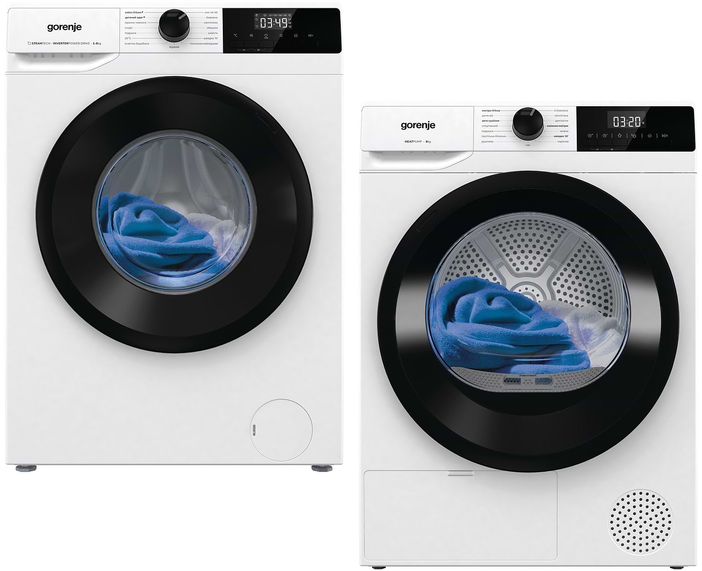 Комплект техніки Gorenje Пральна машина з фронтальним завантаженням + Сушильна машина Gorenje W1NHPI84AS/UA + DHNE82/UA - Фото 1