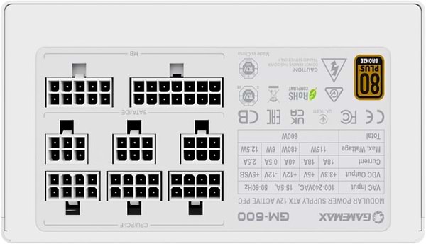 Фото - Блок живлення для ПК Gamemax ATX 600W (GM-600 Modular white)