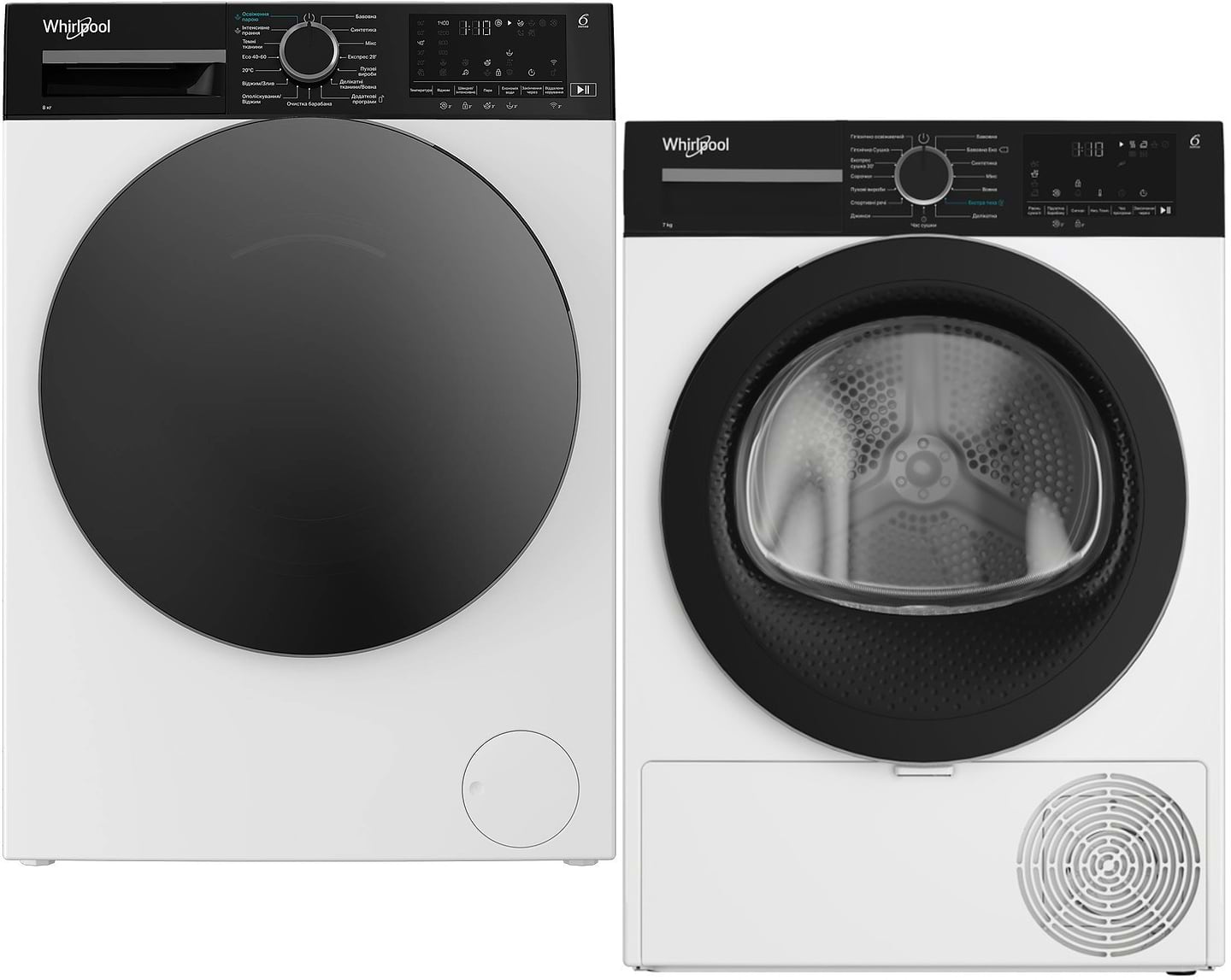 Комплект техники Whirlpool Стиральная машина с фронтальной загрузкой + Сушильная машина Whirlpool WAM 762WBC UA + WPS 7 WBS UA - Фото 1