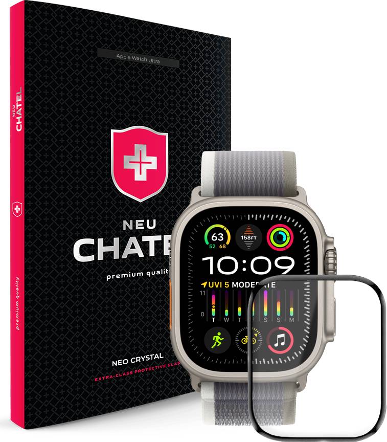 Фото - Защитное стекло для смарт-часов NEU Chatel Corning Gorilla HD Glass Protector for Apple Watch Ultra 49mm Black (+NEU3D49WTCH)