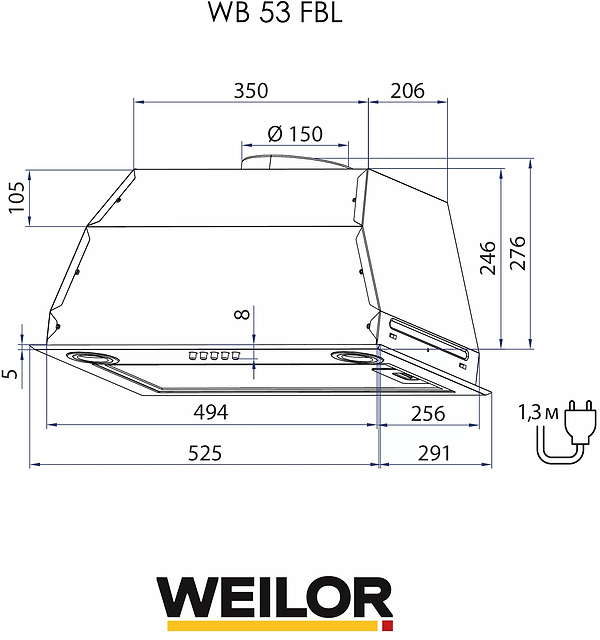 Фото - Витяжка вбудована Weilor WB 53 FBL