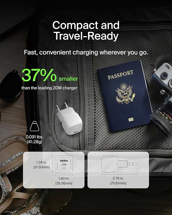 Фото - Сетевое зарядное устройство Belkin 20Вт USB-C PD PPS White (WCA009KQWH)