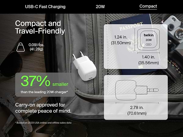Фото - Сетевое зарядное устройство Belkin 20Вт USB-C PD PPS White (WCA009KQWH)