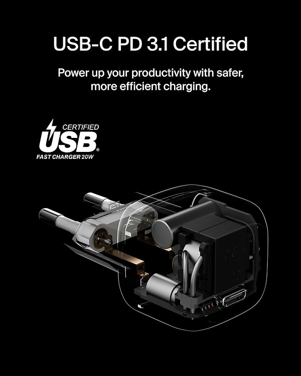 Фото - Сетевое зарядное устройство Belkin 20Вт USB-C PD PPS White (WCA009KQWH)