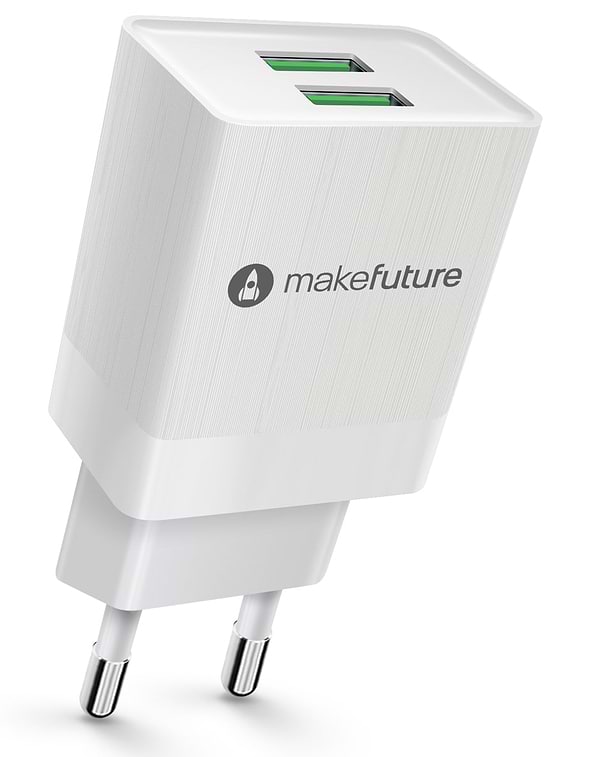 Фото - Сетевое зарядное устройство MakeFuture 2USB (2.4A) White (MCW-21WH)