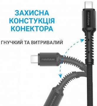 Фото - Уценка - Кабель синхронизации данных MAKE Type-C to Type-C PD 1м Denim Grey (MCB-CD8GR)