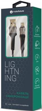 Фото - Кабель синхронізації даних MAKE USB to Lightning 2.4A 1м Denim Grey (MCB-LD3GR)
