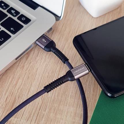 Фото - Кабель синхронізації даних MAKE USB to Type-C 2.4A 1м Denim Grey (MCB-CD9GR)