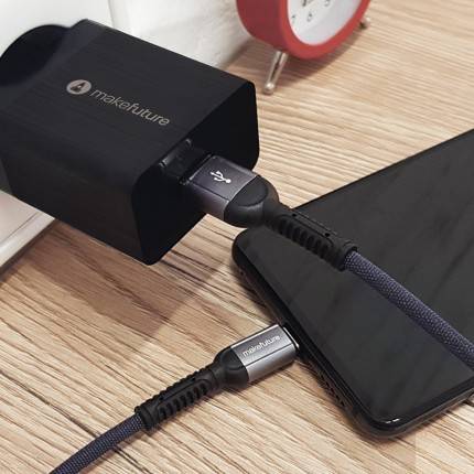 Фото - Кабель синхронизации данных MAKE USB to Type-C 3A 1м Denim Grey (MCB-CD10GR)