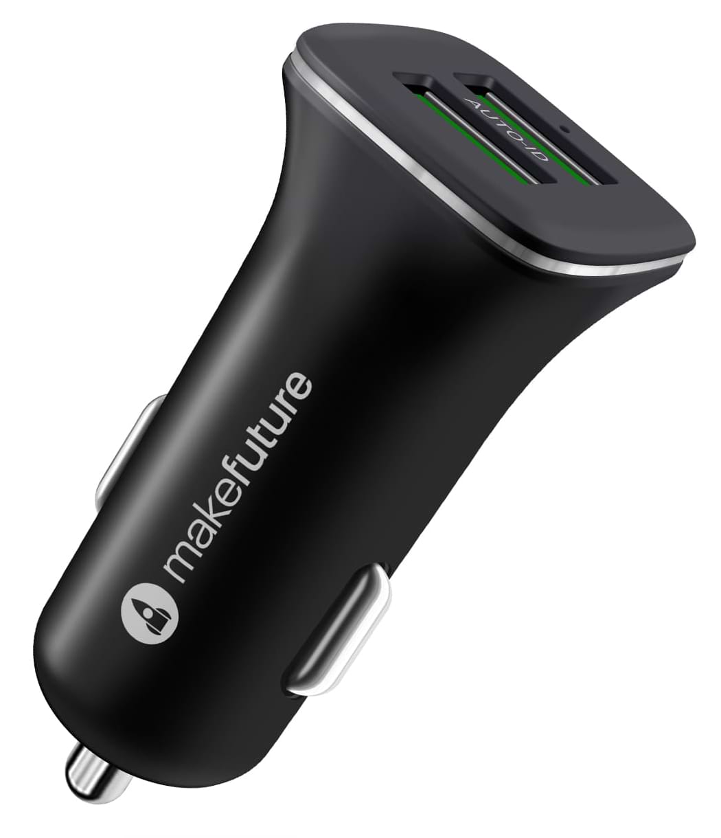 Автомобільний зарядний пристрій MakeFuture 2.4A 2USB Black (MCC-21BK) - Фото 1