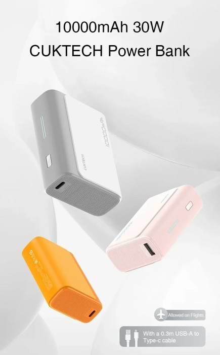 Фото - Батарея мобільна CUKTECH PB100 10000 mAh 30W 1C1A Grey