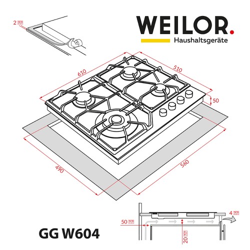 Фото - Варочная панель газовая Weilor GG W604 BL