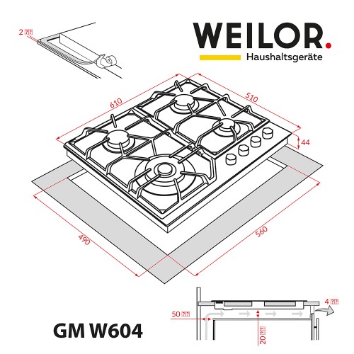 Фото - Варочная панель газовая Weilor GM W604 WH