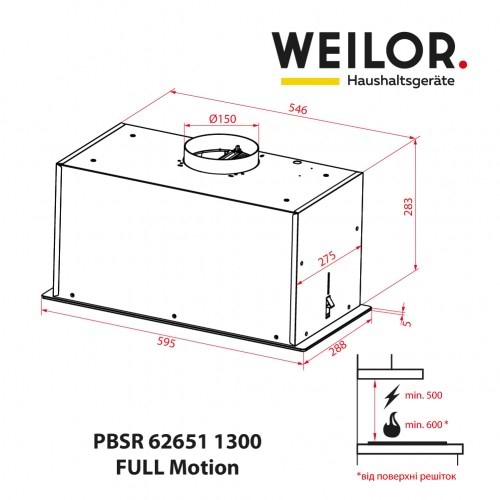 Фото - Витяжка вбудована Weilor PBSR 62651 WH 1300 FULL Motion