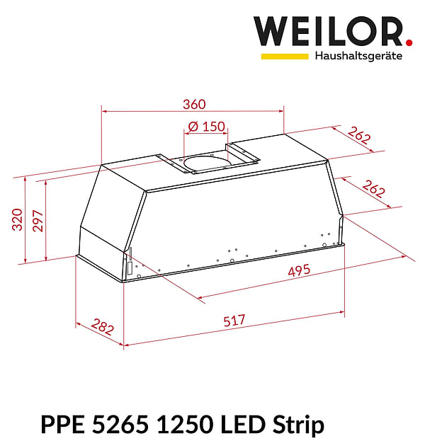 Фото - Витяжка вбудована Weilor PPE 5265 SS 1250 LED Strip