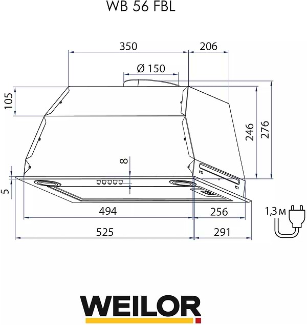 Фото - Витяжка вбудована Weilor WB 56 FBL