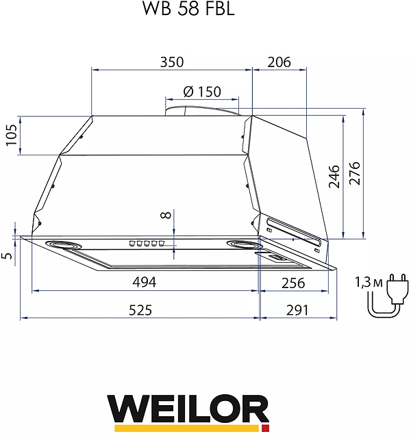 Фото - Витяжка вбудована Weilor WB 58 FBL