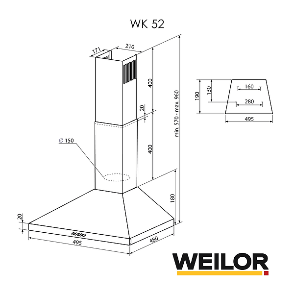 Фото - Вытяжка декоративная Weilor WK 52 BL