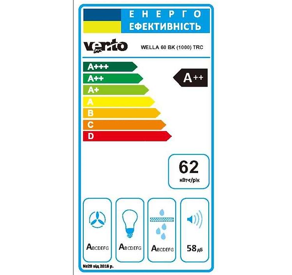 Фото - Витяжка декоративна Ventolux Wella 60 BK (1000) TRC