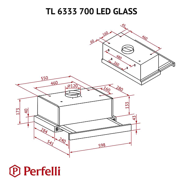 Фото - Витяжка вбудована Perfelli TL 6333 WH 700 LED GLASS